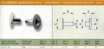 Nýt dutý 308 staromosaz 100ks